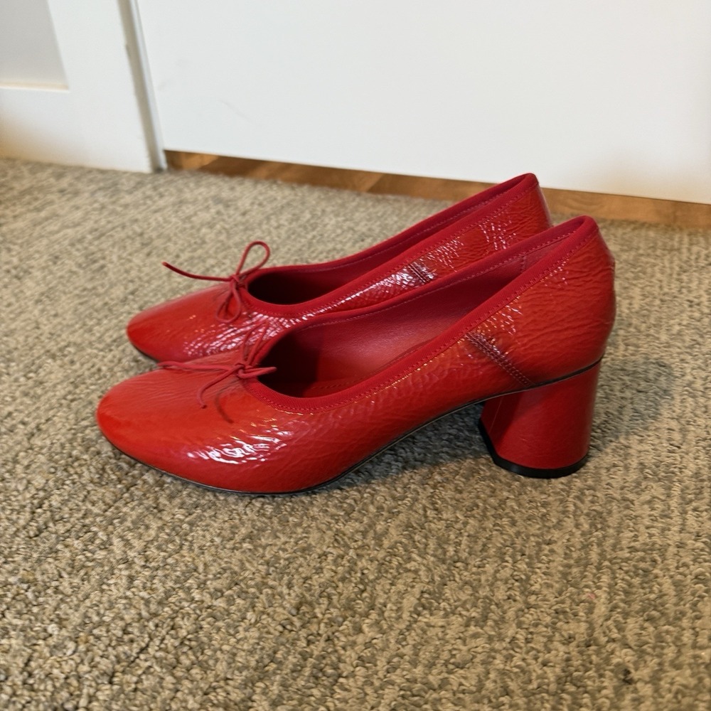 Mansur Gavriel Dream Pump NEW Leather Block Heel Red EU 38.5 / US 8 $495 - Picture 4 of 7